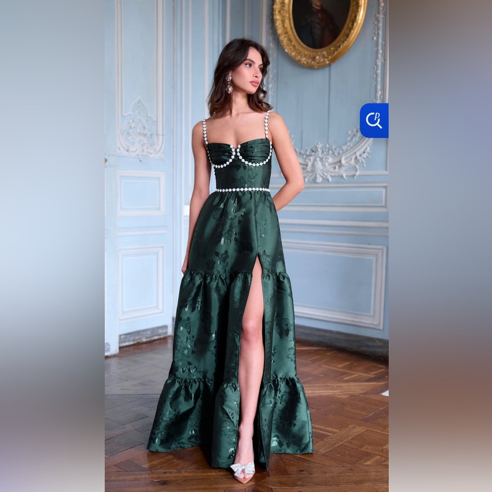 Elegant Green Floral Dress
